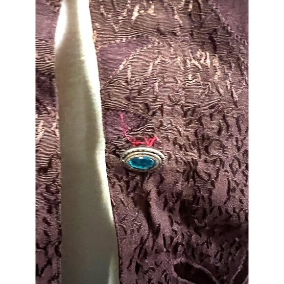 Vintage Brown Jacket by Carrie Allen with Blue Gemstone Buttons sz Medium Bust P - Picture 8 of 9